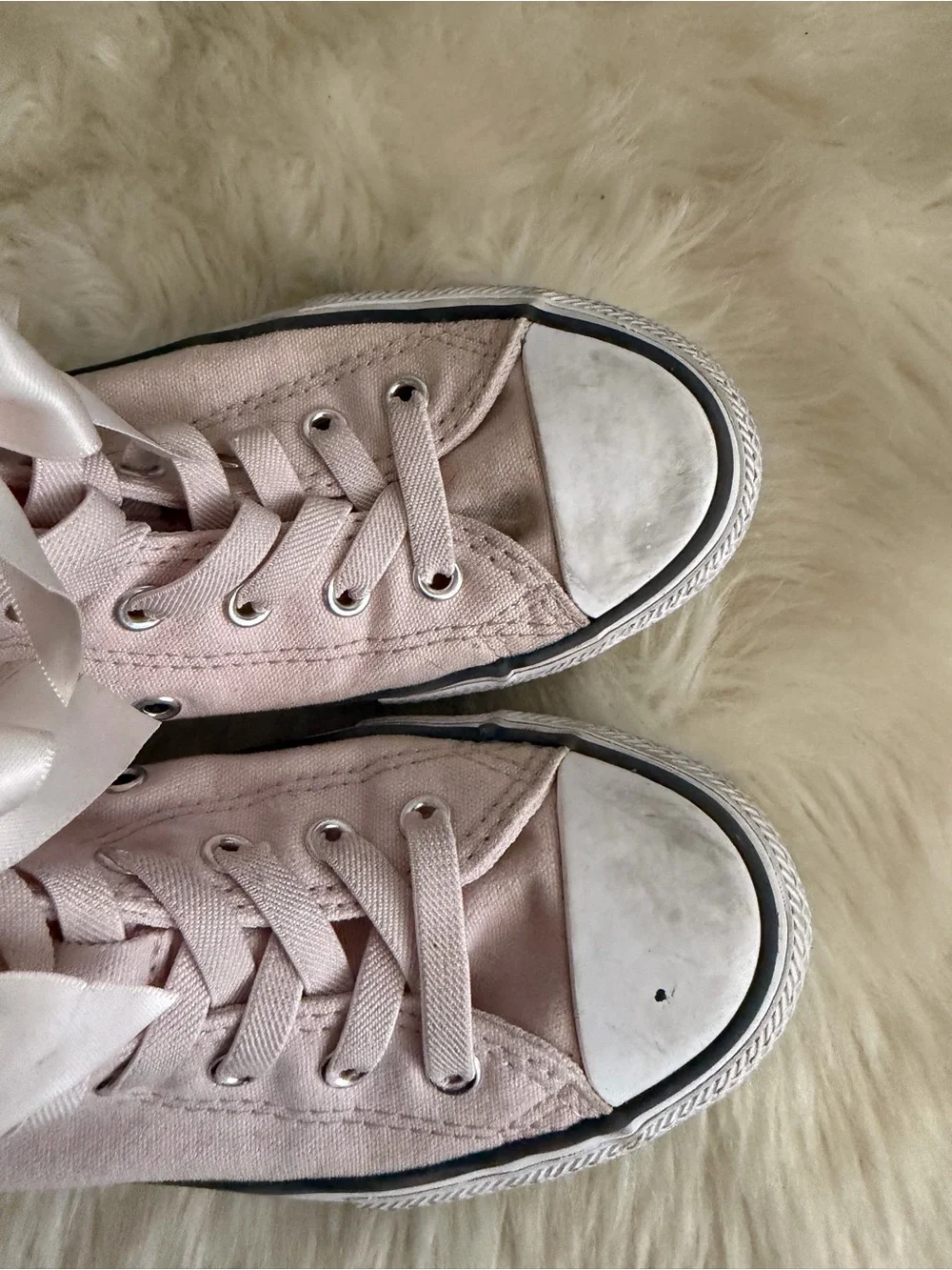Converse Kids Light Pink High-Top Sneakers with Satin Bows